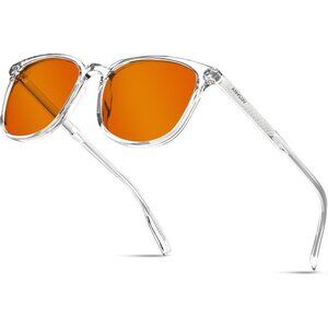 Unisex Transparent Eyewear Look Clear Frame Orange Lens Anti Eyestrain Glasses
